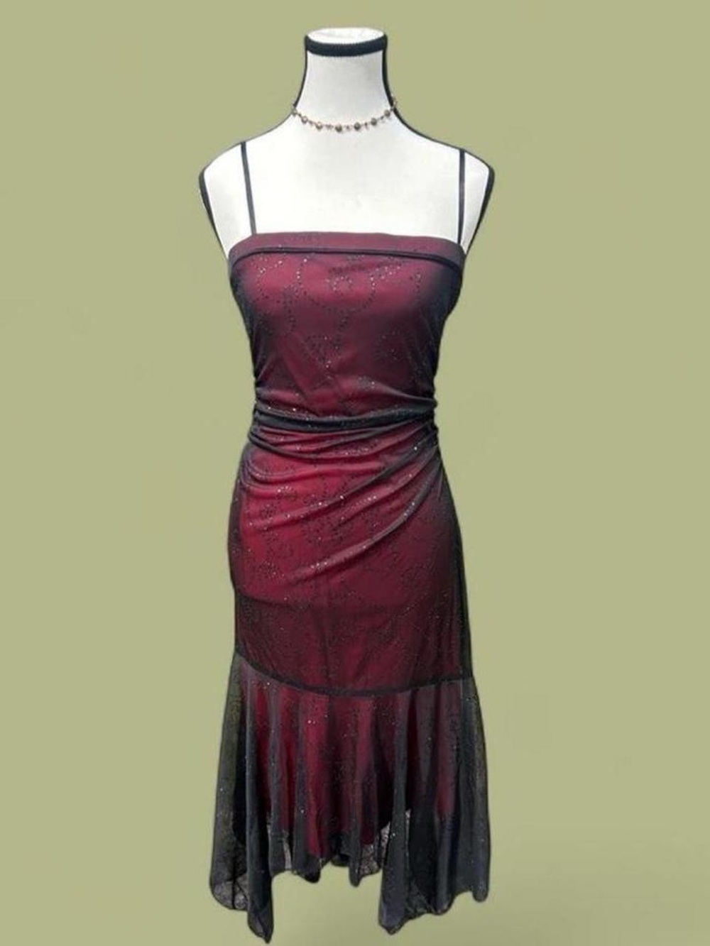 City Triangles Burgundy and Black Asymmetrical Dress